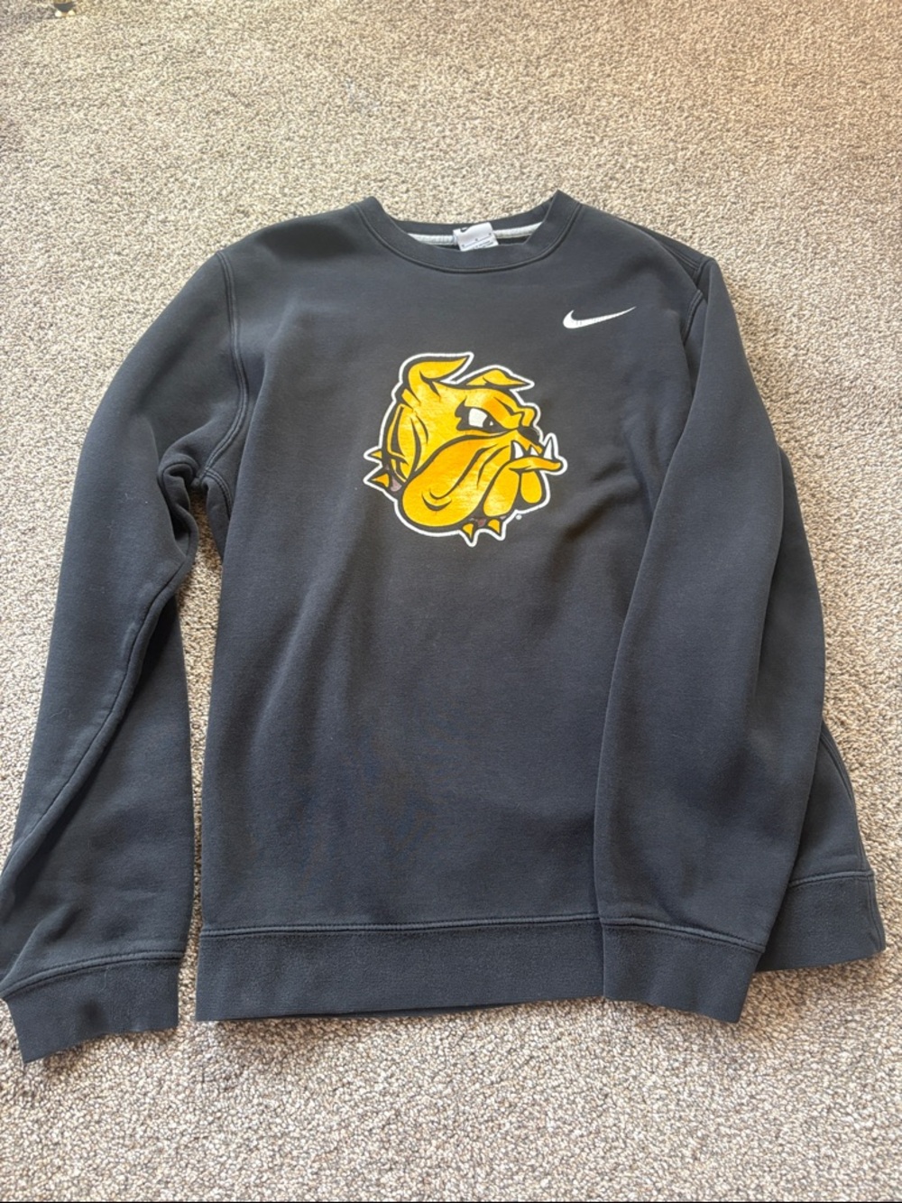 Nike Black Crewneck Sweatshirt with Yellow Bulldog Graphic
